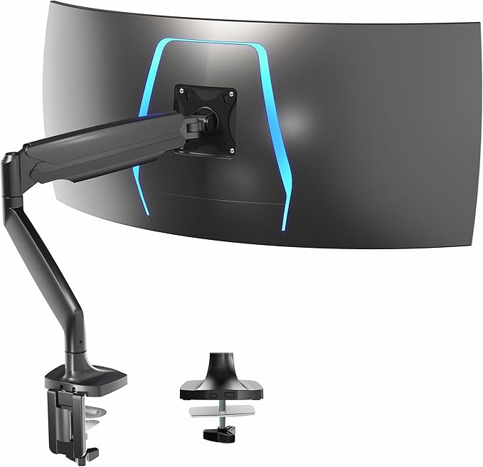 VIVO Premium Aluminum Heavy Duty Single Monitor Arm for Ultrawide Monitor up to 40 inches and 30 lbs, Desk Mount Stand, Pneumatic Height, Max VESA 100x100, Black, STAND-V110Q