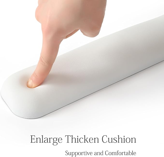 UnivoColors Design-Wave Keyboard Wrist Rest, Artificial Sheepskin+Memory Foam+Ergonomic+Anti-Slip Gel, Resilience Support During Work and Gaming,Keyboard Accessory,White