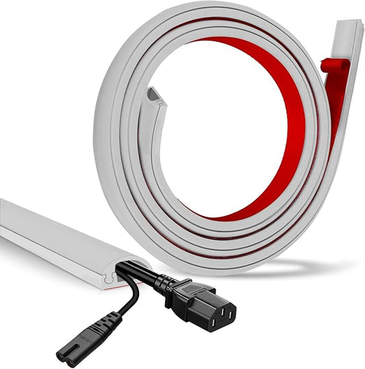 Floor Cable Cover, Low Profile Cable Hider for Wires, Self Adhesive Cord Hider for Wall, Cord Covers Wall Mounted Tv, for Offices, Gym, Exhibitions (Gray, 3.3 Feet)