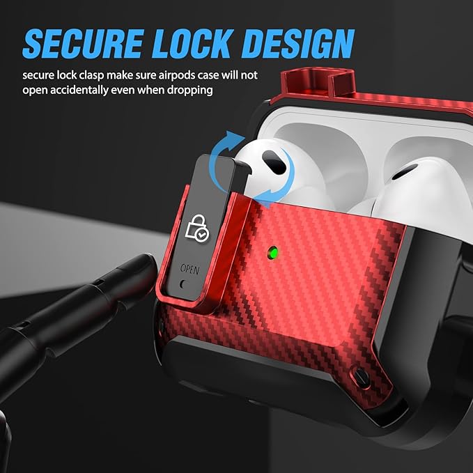 Valkit Armor Series Full-Body Shockproof Protective Case Cover for AirPods Pro 2nd/1st Generation Charging Case with Carabiner Keychain, LED Indicator, and Accessory Pouch