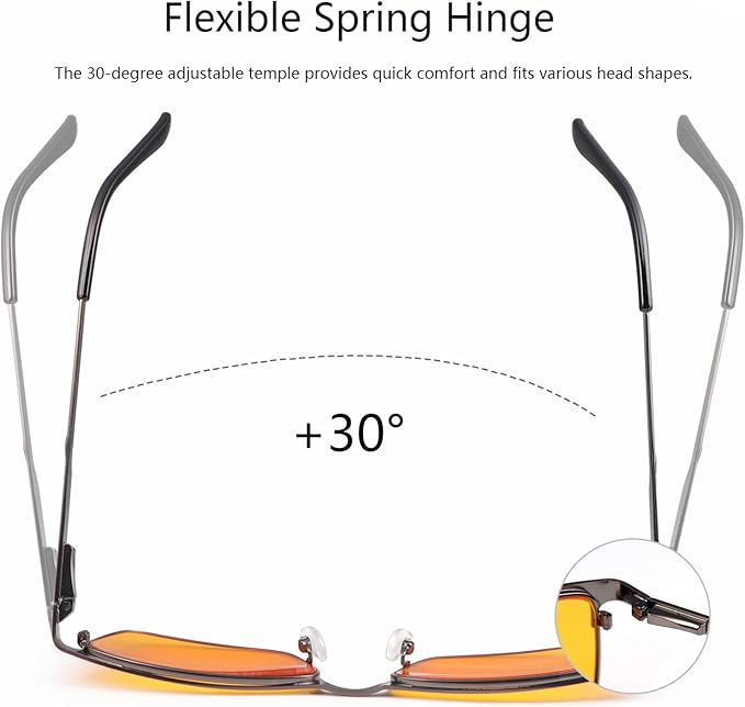 MIRYEA Blue Light Blocking Glasses UV400 Sunglasses Computer Gaming Eyeglasses Eye Protection Metal Eyewear for Men and Women