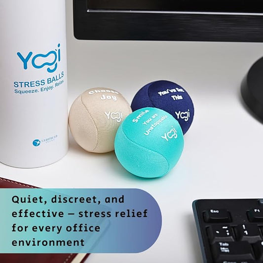 Yogi Stress Ball with Finger Grip Strap – Squeeze Ball for Anxiety Relief & Hand Therapy – Grip Strength Trainer for Adults & Kids, Fidget Toy for Stress Relief, Squishy Sensory Ball
