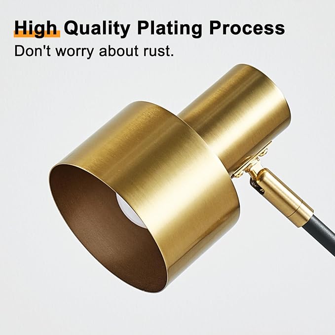 Adjustable Swing Arm Desk Lamp with Wireless Charger & USB Ports - Touch Control, 360° Flexible Metal Arm, Timer Function, Modern Office Lamp for Home Study, Bedroom, Reading (LED Bulb Included)