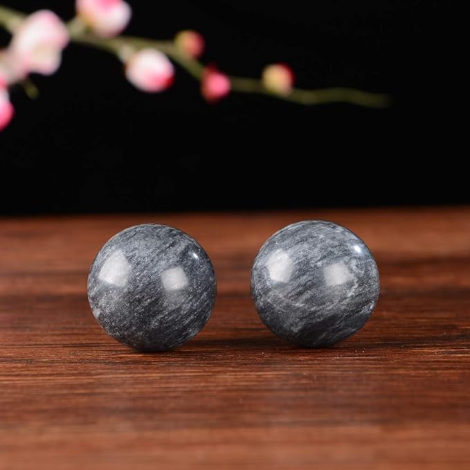 BRABUD Marble Hand Balls Dark Grey Chinese Health Exercise Baoding Balls Stress Relief 1.4'' BS004