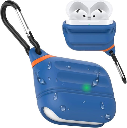 for Airpods 4 Case Silicone Compatible with Apple Airpods 4 | Waterproof Protection | Portable | for USB-C/Wireless | Anti-Lost | One Piece | Blue