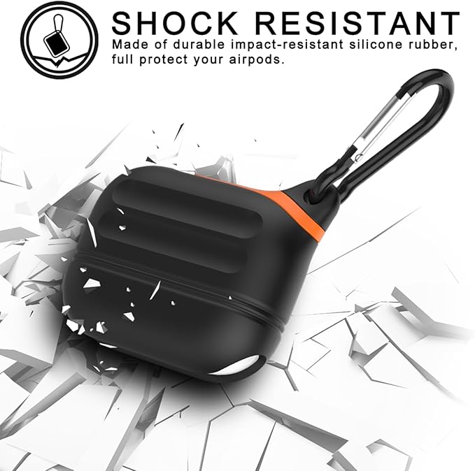 for Airpods 4 Case Silicone Compatible with Apple Airpods 4 | Waterproof Protection | Portable | for USB-C/Wireless | Anti-Lost | One Piece | Black