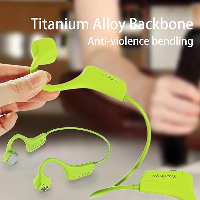 Bone Conduction Headphones Bluetooth, Open Ear Wireless Headset with Mic, Sweat Resistant Earbuds for Runnig Workout Hiking Running Fitness Walking (Green)