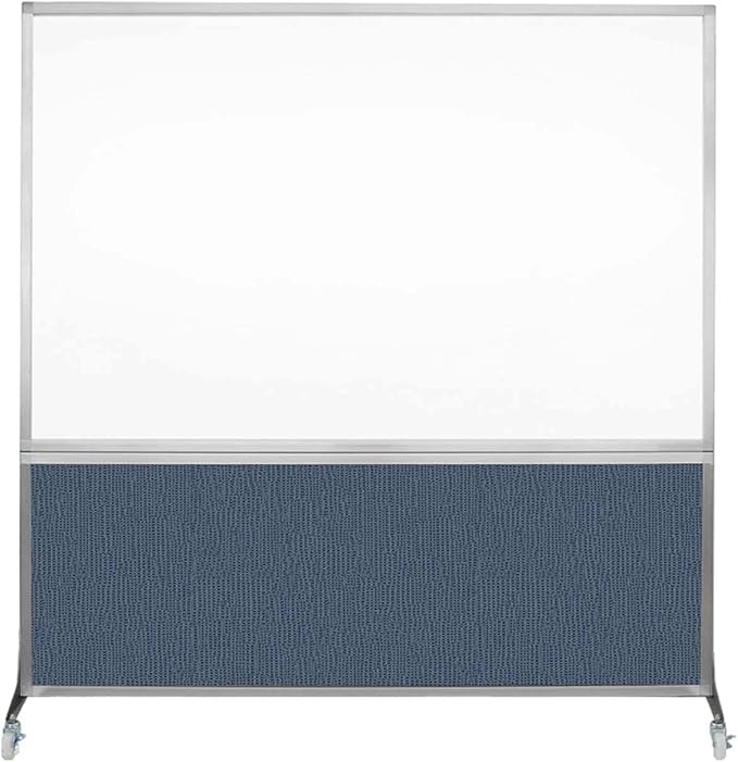 DivideWrite Mobile Whiteboard | Double Sided Dry Erase Board | Portable Office Cubicle Partition | Display for Classrooms, Conference Rooms, Meeting Areas and More | Ocean Fabric 6' Wide X 6' Tall