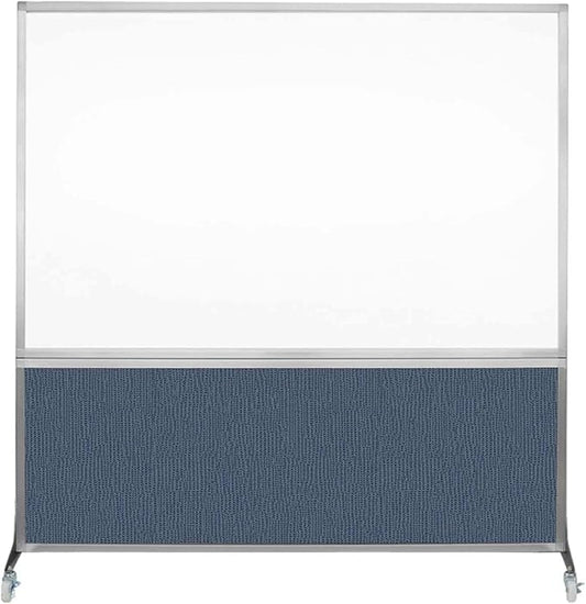 DivideWrite Mobile Whiteboard | Double Sided Dry Erase Board | Portable Office Cubicle Partition | Display for Classrooms, Conference Rooms, Meeting Areas and More | Ocean Fabric 6' Wide X 6' Tall