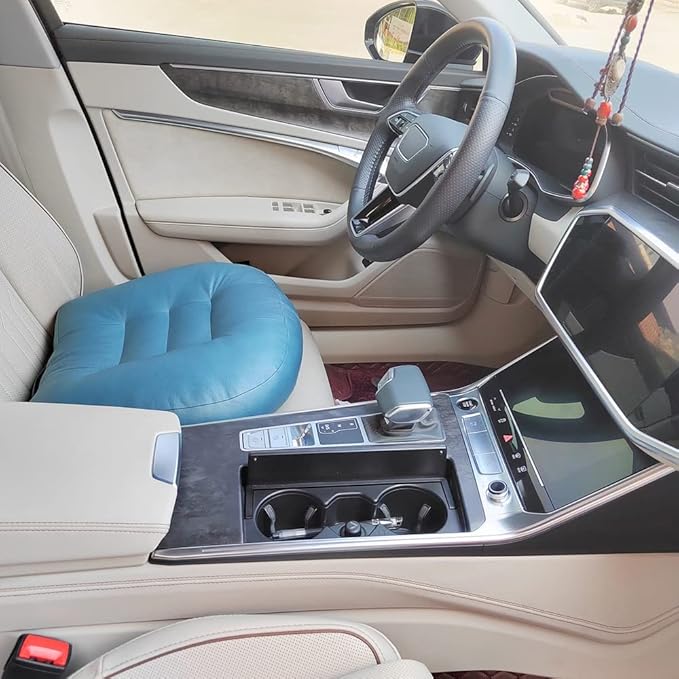 Back Cushion for Office Chair/with Carry Handle Car Seat Cushions for Short People Lower Back Pain Relief-for Car/Wheelchair/Computer and Desk Chair/Seat Cushion Pillow for Office Chair/Blue