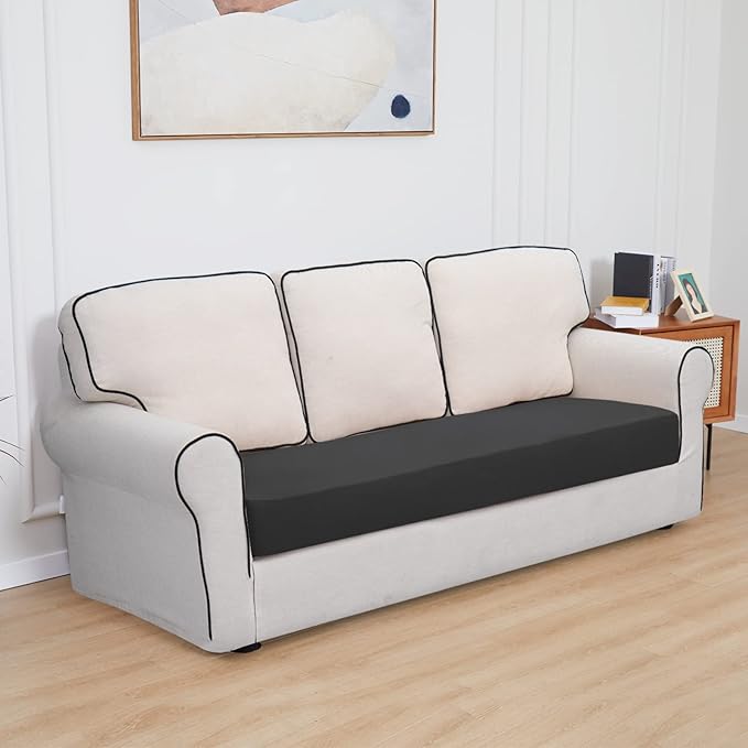 Easy-Going 100% Waterproof Sofa Seat Cushion Slipcovers Couch Cushion Cover Stretch Furniture Protector for Kids, Pets (Sofa Cushion, Dark Gray)