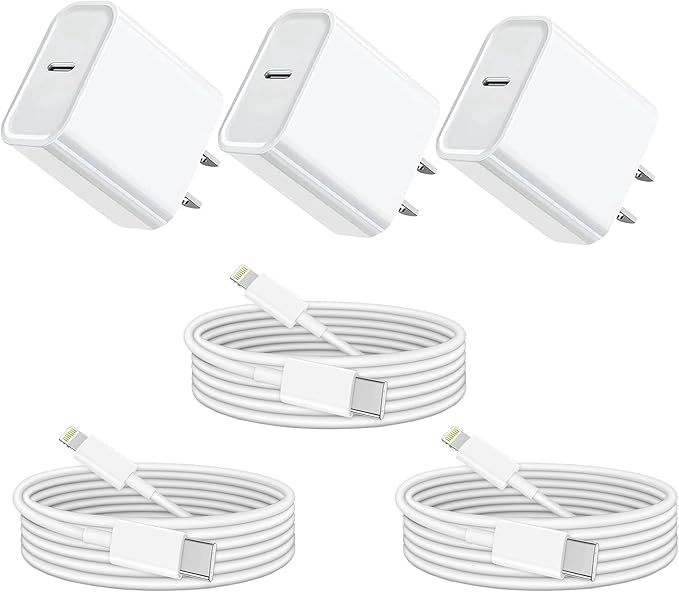 Fast Charging iPhone Fast Charger,3Pack[Apple MFi Certified]Fast Charger iPhone Quick Charging PD USB-C Blocks Cube Adapter with USB C to Lightning Cable for i Phone14/13/12/11 Pro Max Plus/Xs/SE,iPad
