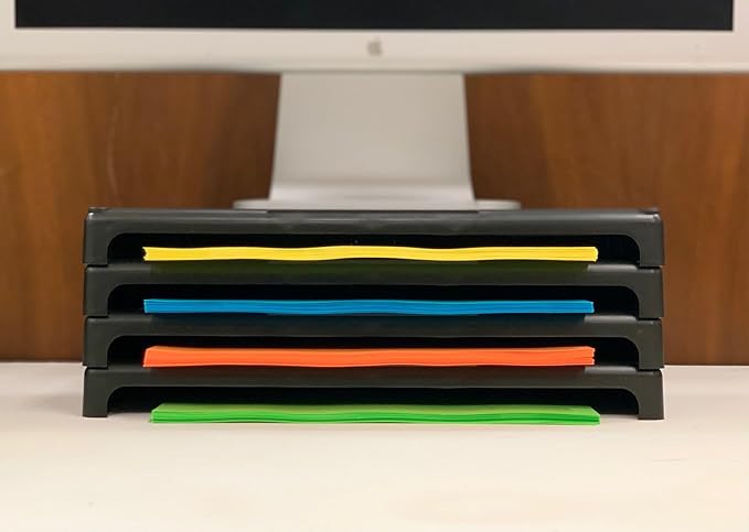 Stackable 1 Inch Computer Monitor Riser Stand, VuRyser 1, Black, VUR 2455 (4-Pack)