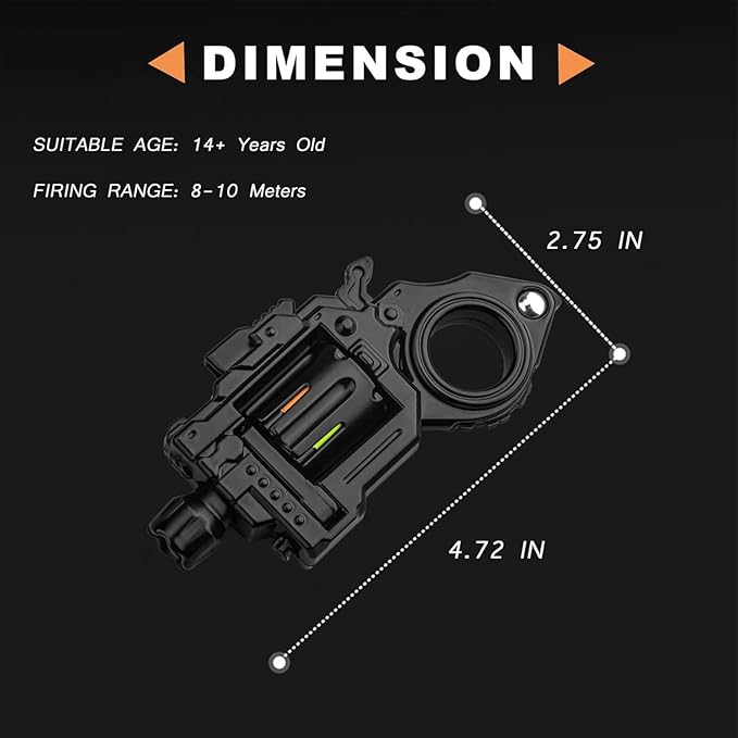 Metal Fidget Toys Gun Adults - Alloy Fidget Spinner Slider Clicker & Launcher Toy EDC Fidget Gun with Bullets and Target Stress Relief Focus Tool (Black)