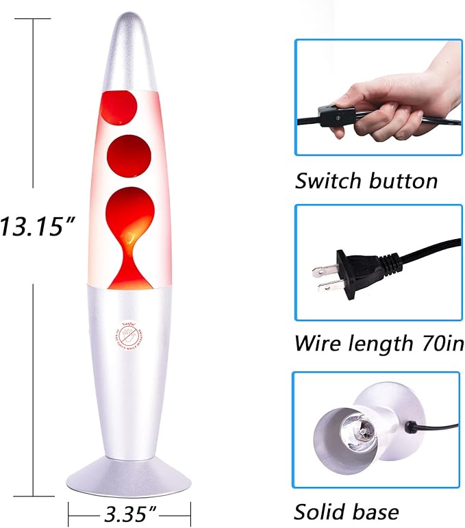 Red Liquid Motion Lamp with Sliver Base and Cap for Adults Kids Magma Lamp Perfect Present Mood Night Light Decoration for Living Room Bedroom or Party Christmas Thanksgiving Day