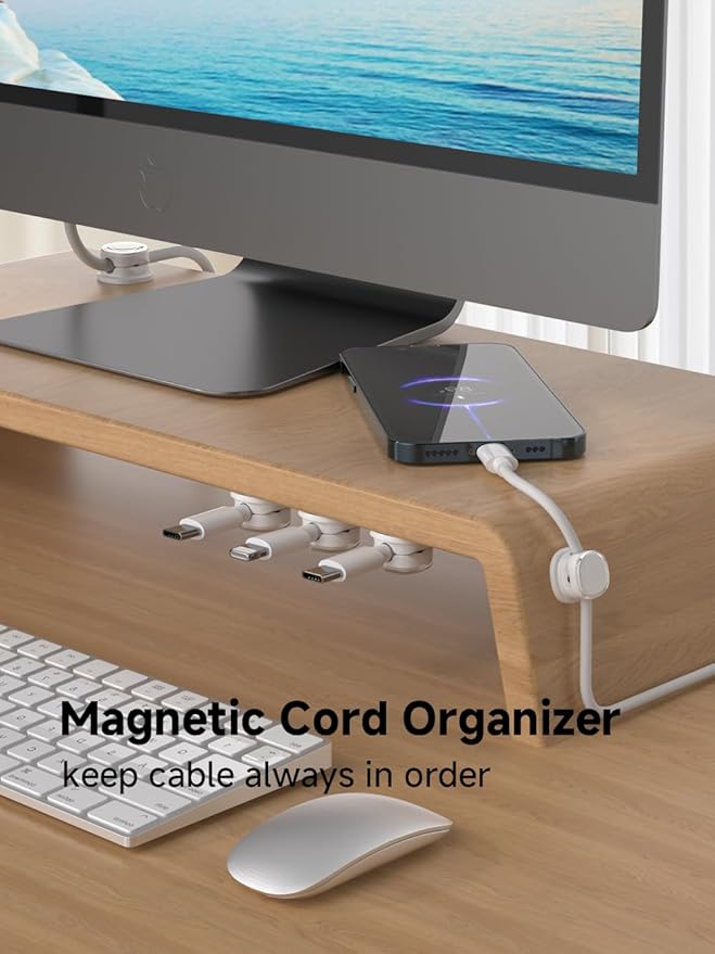 Magnetic Cable Clips, Adjustable Cord Holder Management, Adhesive Wire Keeper Organizer for Home Office Desk Phone PC Car Wall Desktop Nightstand Appliance (9-PCS White)