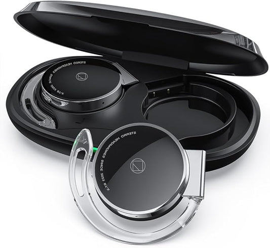 Open-Ear Headphones Bluetooth V5.3, On Ear Headphones with Earhooks, Ear Clip On Earphones, Sports Headset Bluetooth with 4 Microphones, Noise Cancelling/Long Battery Life