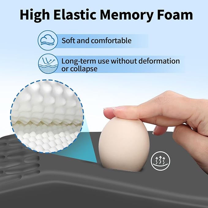 Ergonomic Mouse Pad with Wrist Rest Support, Mousepad with Comfortable Memory Foam Wrist Rest and Non-Slip PU Base for Pain Relief, Computer, Laptop, Office, Home (Dark Gray)