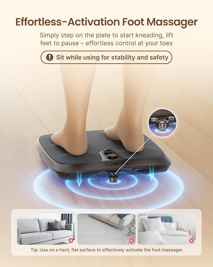 RENPHO FSA Shiatsu Foot Massager with Heating, Gifts for Women, FSA Eligible Items List, Deep Kneading Foot Massager for Neuropathy and Plantar Fasciitis, Quietly Used Under Desk as Ottoman