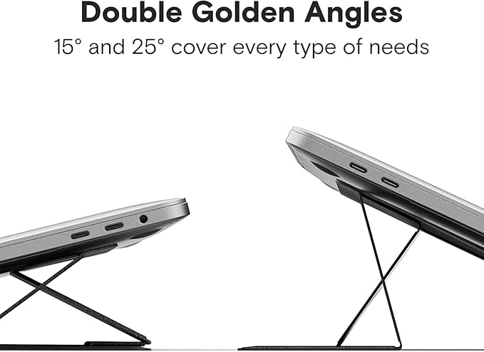 MOFT Laptop Stand for Desk, Stick-On Computer Stand with Dual-Angle, Ergonomic Laptop Riser Holder for Travel, Foldable & Portable MacBook Stand Fits 11.6"-16" Laptops, Silver