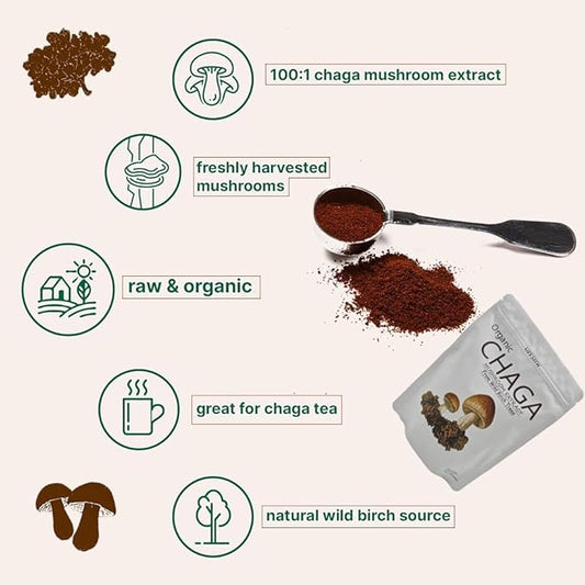 Mushroom Coffee-Chaga Coffee, Classic Recipe+Organic Birch Brown Hole Extract (30 servings per pack)