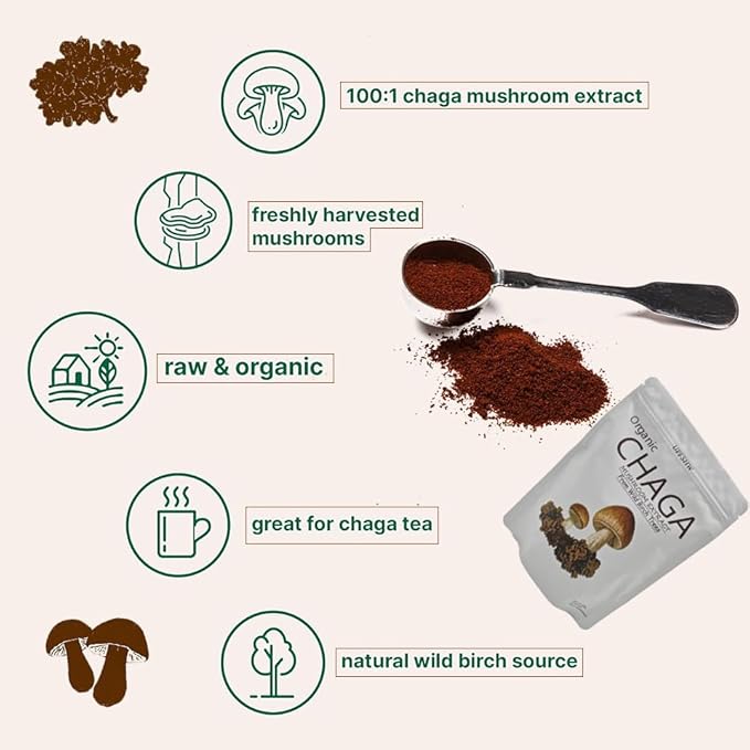 Mushroom Coffee-Chaga Coffee, Classic Recipe+Organic Birch Brown Hole Extract (30 servings per pack)