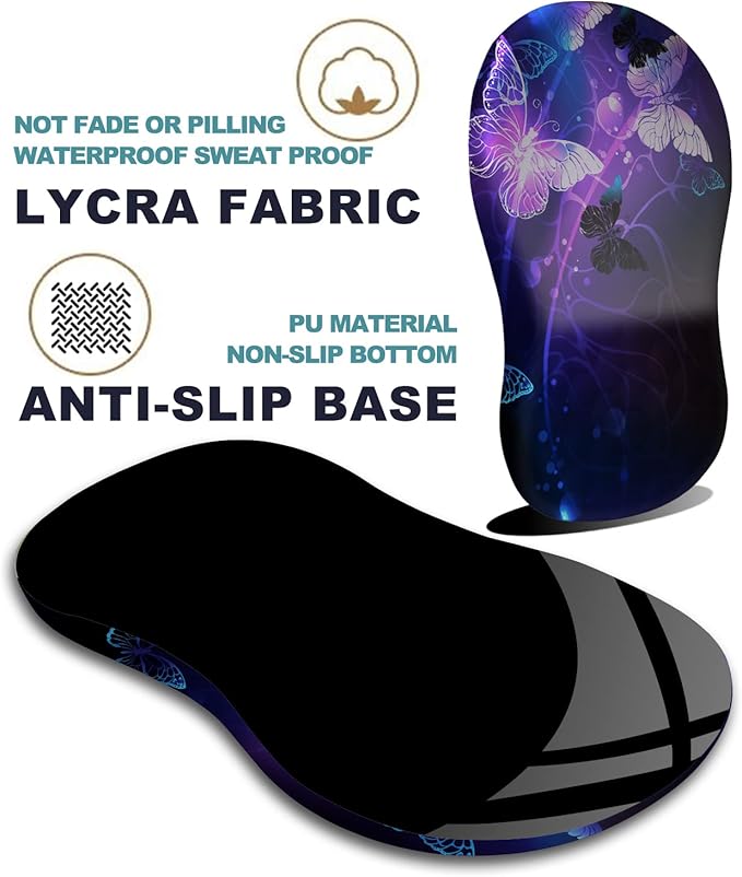 Ergonomic Mouse Pad with Wrist Rest Support, Massage Design Mouse pad Relief Carpal Tunnel Pain, Entire Memory Foam Non-Slip Mouse Pad, Computer Mouse Pads for Wireless Mouse Pad, Cool Butterfly