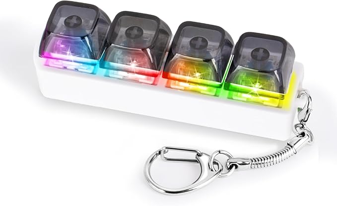 Keyboard Fidget Toy for Adults Keyboard Clicker with LED Light Keychain Fidget Stress Relief Sensory Toy