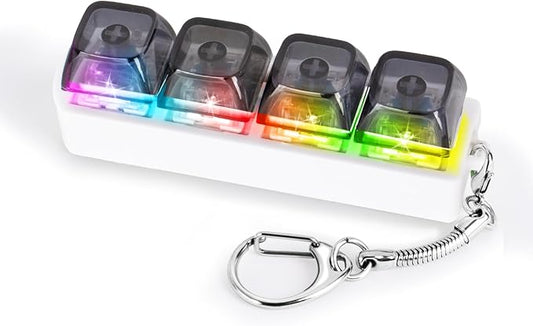 Keyboard Fidget Toy for Adults Keyboard Clicker with LED Light Keychain Fidget Stress Relief Sensory Toy