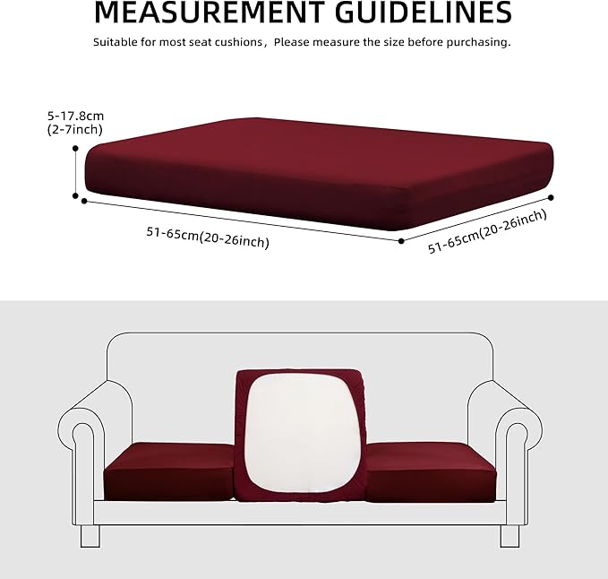 8Pcs Stretch Patio Cushion Covers Waterproof Outdoor Cushion Covers Patio Couch Cover Slipcovers, for Outdoor Furniture Protector Covers Replacement(Cover Only) (Wine red)