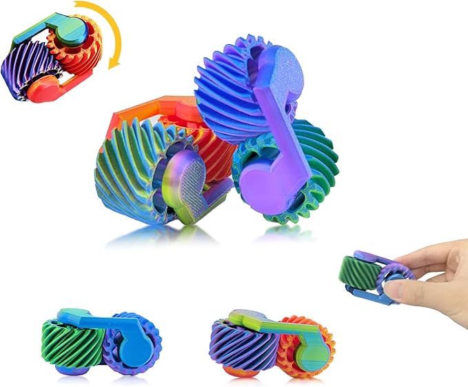 2pcs 3D Printed Gear Stress Relieving Toy, Fidget Toys for Kid & Adult, Anxiety Relief Items Ideal for Autism & ADHD, Portable Sensory Toy Tool for Anxiety & Focus – Perfect Christmas Birthday Gift