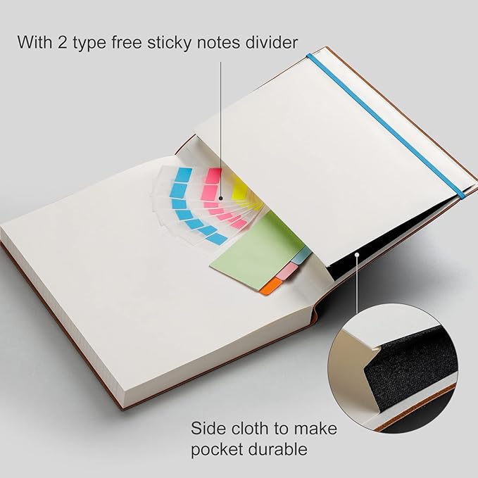 AHGXG College Ruled Notebook A4-320 Pages Large Journal 8.5''×11'', Thick Notebooks for Note Taking, 100gsm Thick Paper, Leather Softcover, for Women Men - LightBlue