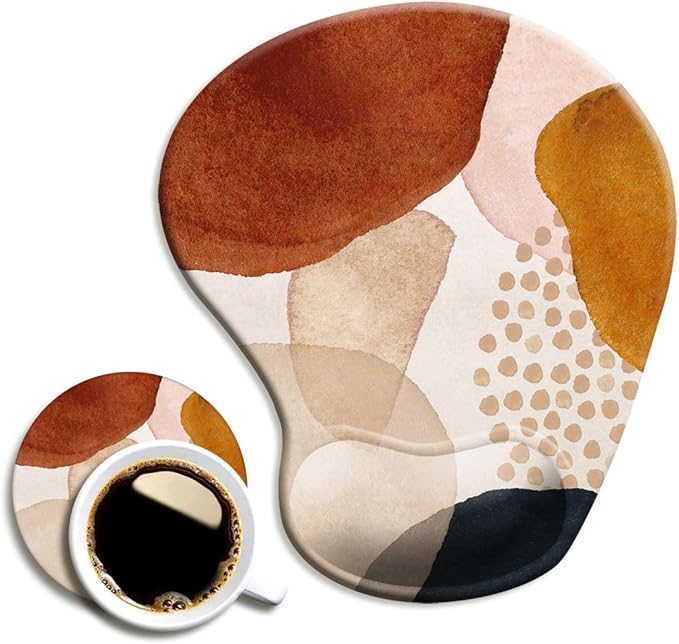 DOOKE Ergonomic Mouse Pad with Wrist Support and Coaster,Mouse Pads with Non-Slip PU Base for Home Office Working Studying Easy Typing & Pain Relief Aesthetic Art