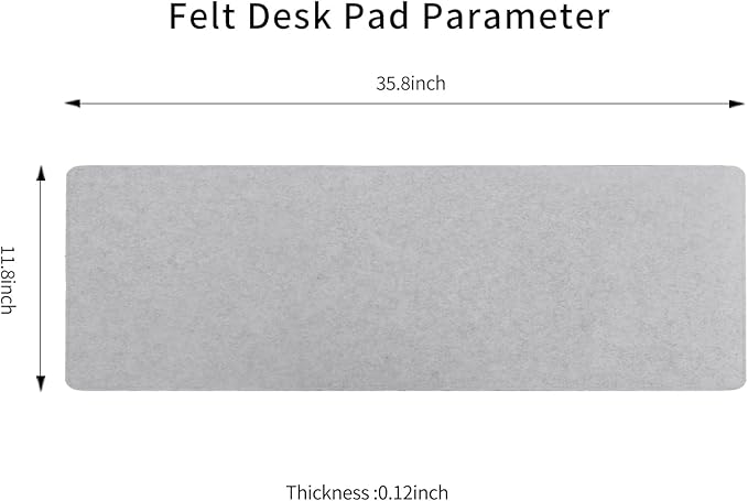 DawnTrees Felt Desk Pad,Keyboard Mat (35.8x11.8Inches),Large Felt Mouse Pad,Computer Desk Mat XL,Desk Protector for Office (Light Gray)
