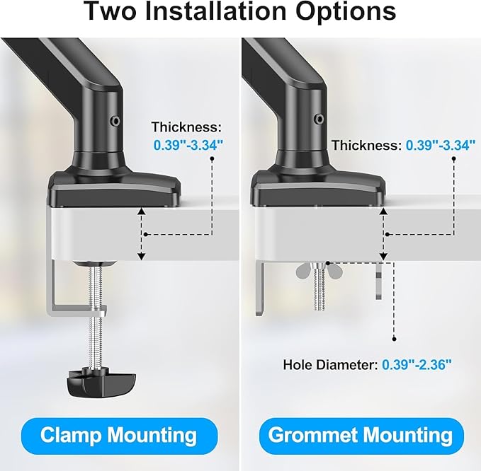 MOUNTUP Laptop Stand for Desk, Adjustable Aluminum Laptops Arm Mount for 14-17 Inch Notebook & 32" Monitor, Laptops Arm for Desk Support for 4.4-19.8lbs, 2-in-1 Laptop Desk Mount with Clamp/Grommet
