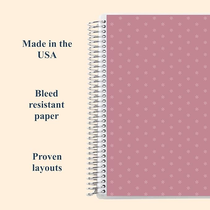 Erin Condren 8.5" x 11” Dot Grid Spiral Notebook, 5mm Dotted Layout with 80 Lb. Paper, Canvas Asterisk Cover, 160 Dot Grid Notebook Pages, Platinum Coil, Stickers Included