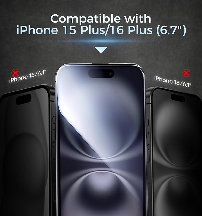 MAGIC JOHN 3rd Gen Upgraded for iPhone 15Plus/16Plus Screen Protector 6.7 Inch, HD Clear, Shatterproof Tempered Film, Auto Dust-Elimination, Bubble Free, Easy Installation, 2 Pack