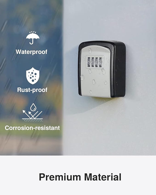 Puroma Key Lock Box, 4-Digit Combination Key Storage Lockbox, Portable Wall Mounted Security Lockbox with Code for Home, Flats, Realtors Garage Spare Keys (1 Pack, Grey)