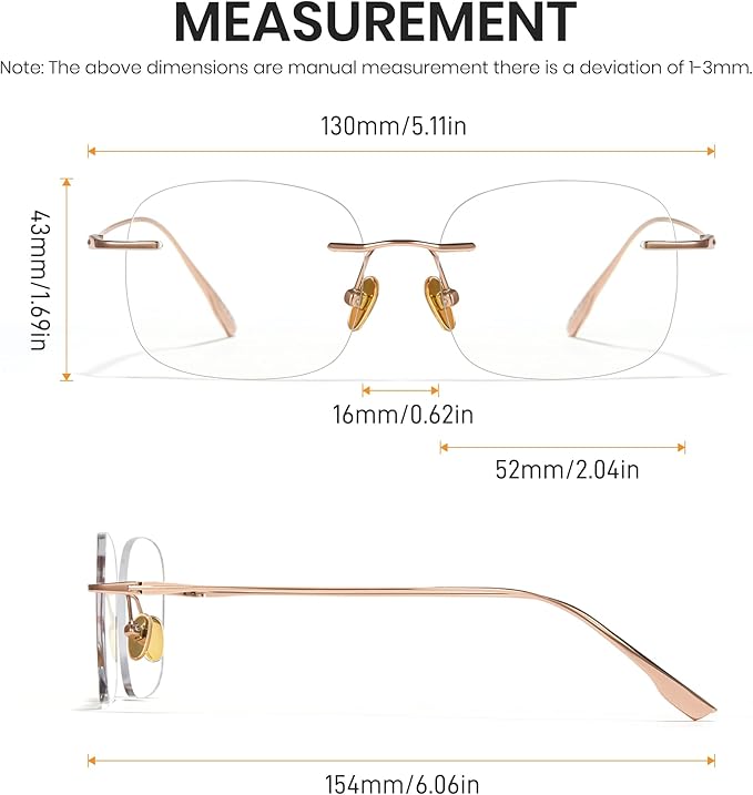 Cyxus Titanium Blue Light Glasses for Men Frameless Rimless Glasses Computer Glasses UV protection Eyeglasses