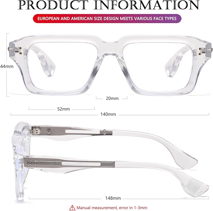 AIEYEZO Fashion Square Blue Light Glasses for Men Women Retro Thick Frame Blue Light Blocking Computer Glasses