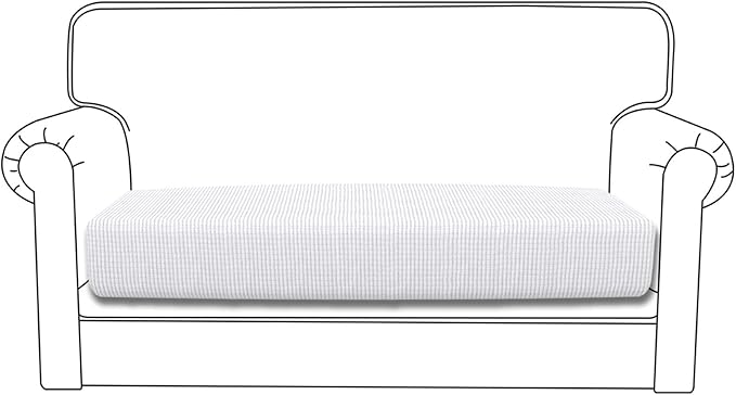 Easy-Going Stretch Loveseat Cushion Cover Sofa Cushion Furniture Protector Sofa Seat Sofa Slipcover Sofa Cover Soft Flexibility with Elastic Bottom(Loveseat Cushion, Snow White)