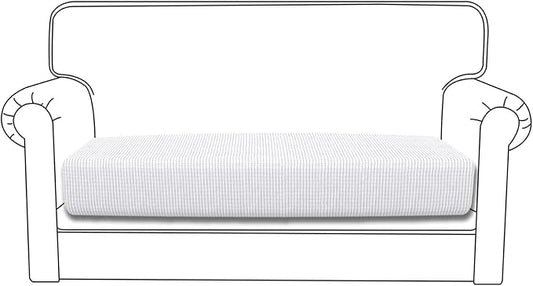 Easy-Going Stretch Loveseat Cushion Cover Sofa Cushion Furniture Protector Sofa Seat Sofa Slipcover Sofa Cover Soft Flexibility with Elastic Bottom(Loveseat Cushion, Snow White)
