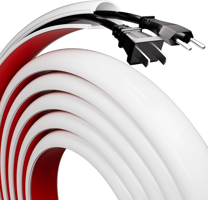 39" Silicone Cord Hider for 2-3 Cords,Flexible Side-Opening Self-Adhesive Cord Covers for Wires on Wall Mount TV,Easier Setup for Home Office Cable Management Wire Hider,1.1" W x 0.6" H,White