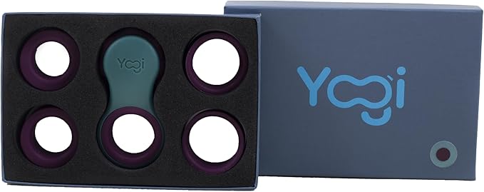 Yogi Fidget Toy – Silent Sensory Spinner for Adults & Kids – Stress Relief Fidgets for ADHD, Anxiety – Fidget Toys for Adults – Includes 5 Finger-Fit Rings – Work, School & Travel – Aurora