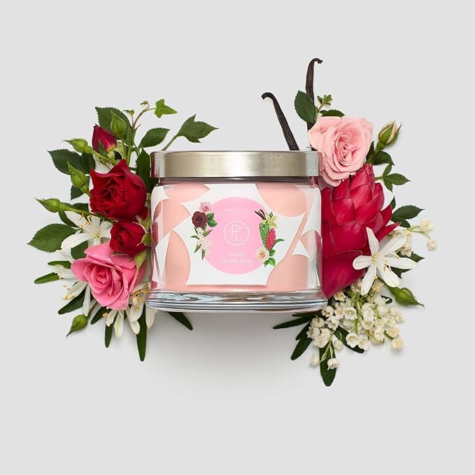 PartyLite Scented Jar Candle, Bergamot and Ginger Blossoms with Jasmine and Rose Scent, 3-Wick Aromatherapy with 25-45 Hours of Burn Time, Ideal for Home Decor, Holiday Gifting and Celebration