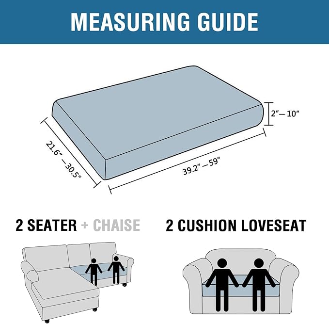 H.VERSAILTEX Super Stretch Individual Seat Cushion Covers Sofa Covers Couch Cushion Covers Slipcover Sets Thick Jacquard Textured Twill Fabric (1 Piece Loveseat Cushion Cover, Black)