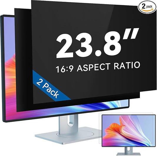 IPROKKO [2-Pack] 23.8 Inch Computer Privacy Screen Filter for 16:9 Widescreen Monitor, Removable 23.8in Anti Blue Light Glare Privacy Shield, Anti Spy Security Protector for Hp Dell Asus Acer Samsung