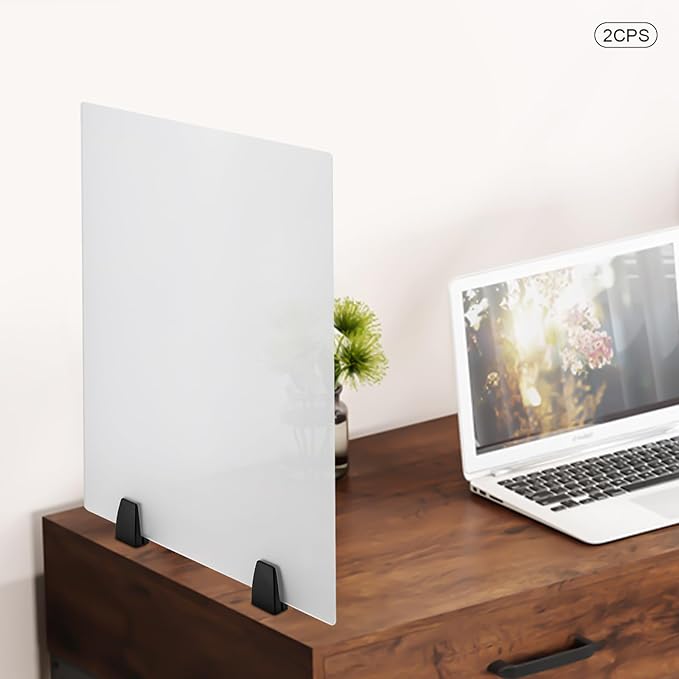 2 Packs Dual Frosted Plexiglass Desk Privacy Panels, 24 x 18 Inch Acrylic Cubicle Desk Dividers, Acrylic Frosted Partition Board, Desk Divider for Classrooms, Offices