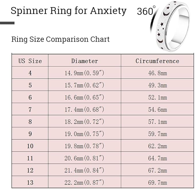Anxiety Relief Spinner Ring - Stainless Steel Fidget Ring for Women & Men