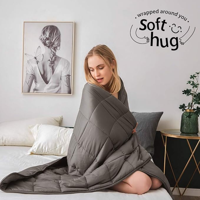 Dornroscn Weighted Blanket with Rayon | 20lbs-60’’x80’’- Queen Size Bed for Adults | Cooling Heavy Blanket Premium Glass Bead for Hot & Cold Sleepers, Dark Grey